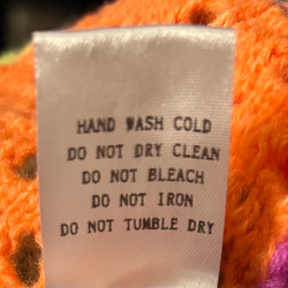 Davi & Dani Rainbow Color Block Open Crochet Knit Sweater Retro Indie Style Sz M - Picture 7 of 7